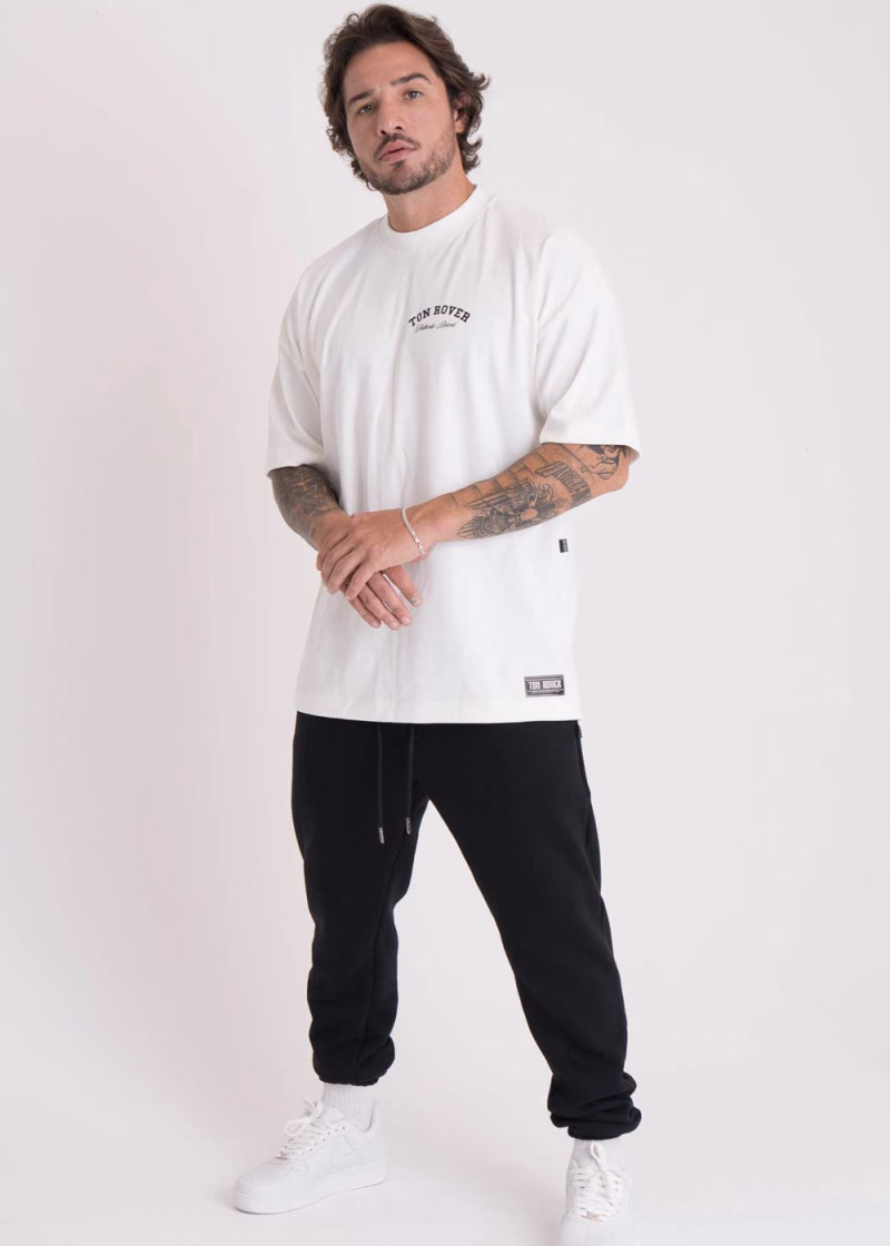 Camiseta Masculina Oversized Estampada NYC Angels Off White - Image 2