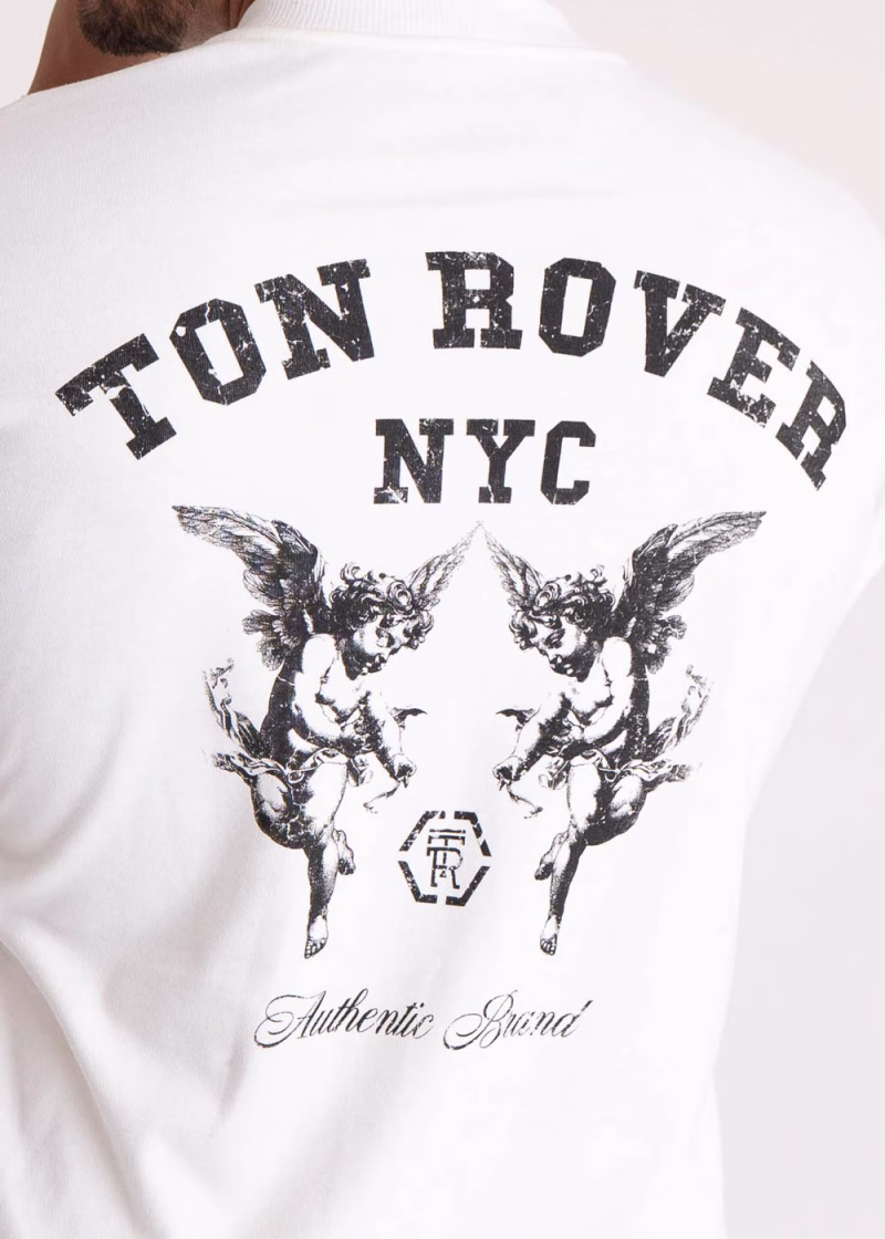 Camiseta Masculina Oversized Estampada NYC Angels Off White - Image 4