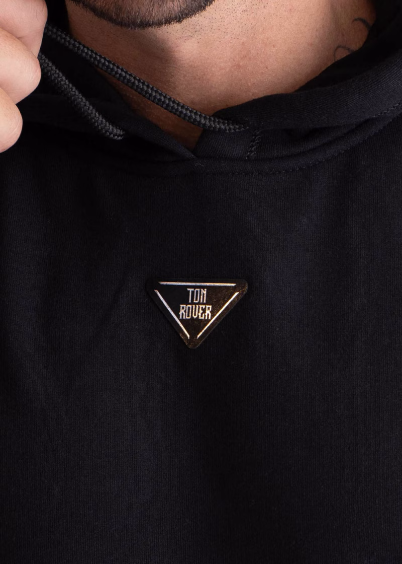 Blusa Masculina Moletom Capuz Triangle Silver Preto - Image 2
