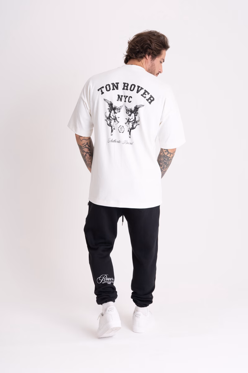 Camiseta Masculina Oversized Estampada NYC Angels Off White - Image 3